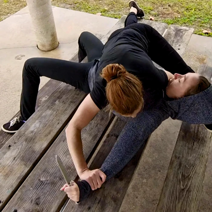 Anna and Ninja knife grappling training